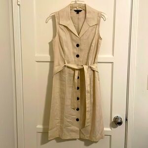 Brooks Brothers Beige Linen Sleeveless Dress with Lining